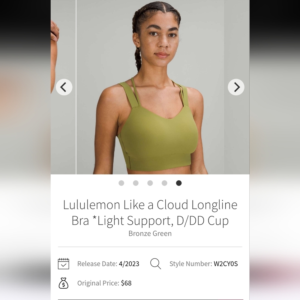 Lululemon Athletica Sports Bra in Bronze Green